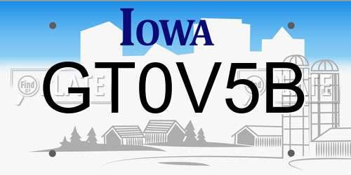 GT0V5B Iowa License Plate