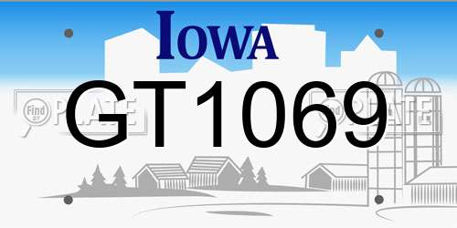 GT1069 Iowa License Plate
