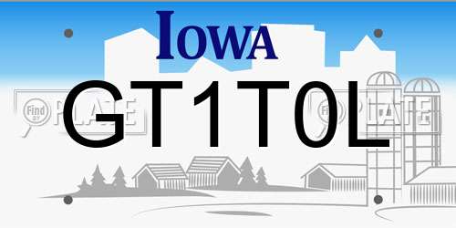 GT1T0L Iowa License Plate