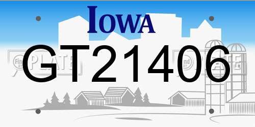 GT21406 Iowa License Plate