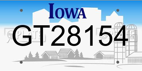 GT28154 Iowa License Plate