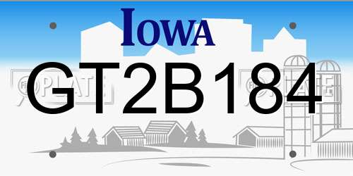 GT2B184 Iowa License Plate