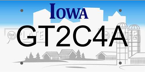 GT2C4A Iowa License Plate