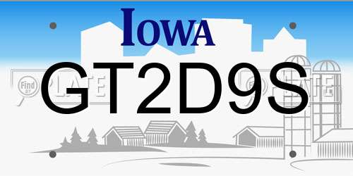 GT2D9S Iowa License Plate