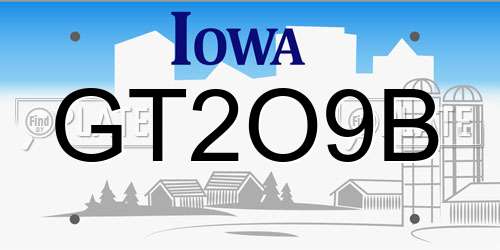 GT2O9B Iowa License Plate