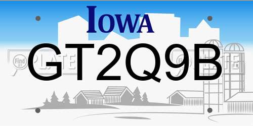 GT2Q9B Iowa License Plate