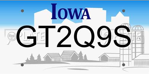 GT2Q9S Iowa License Plate