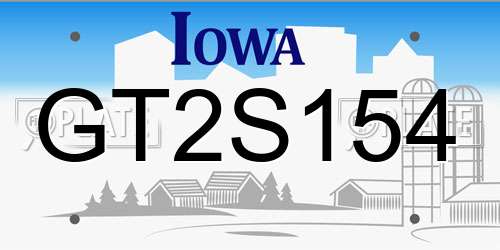 GT2S154 Iowa License Plate