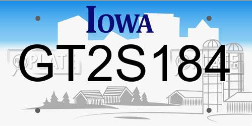 GT2S184 Iowa License Plate