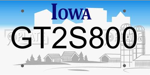 GT2S800 Iowa License Plate