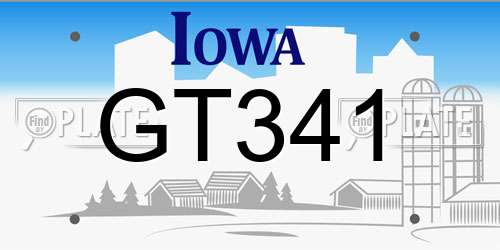 GT341 Iowa License Plate