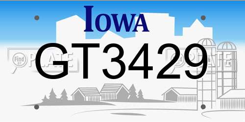 GT3429 Iowa License Plate
