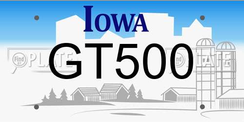 GT500 Iowa License Plate