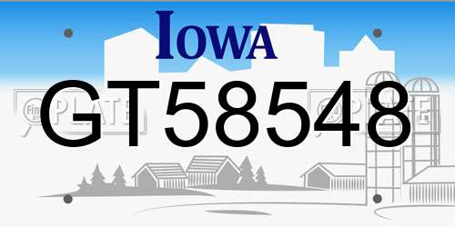 GT58548 Iowa License Plate