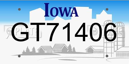 GT71406 Iowa License Plate