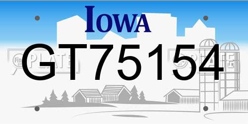 GT75154 Iowa License Plate