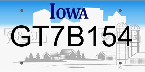 GT7B154 Iowa License Plate