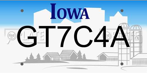 GT7C4A Iowa License Plate