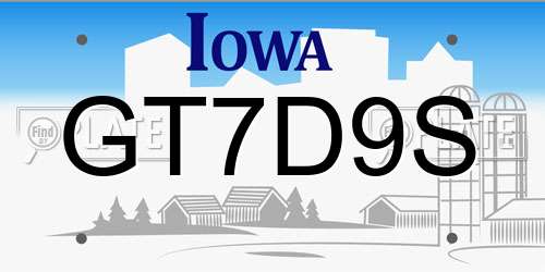 GT7D9S Iowa License Plate
