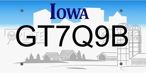 GT7Q9B Iowa License Plate