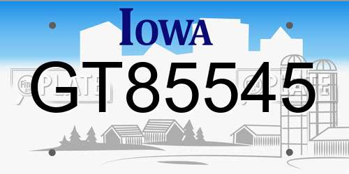 GT85545 Iowa License Plate