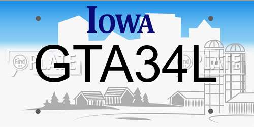 GTA34L Iowa License Plate