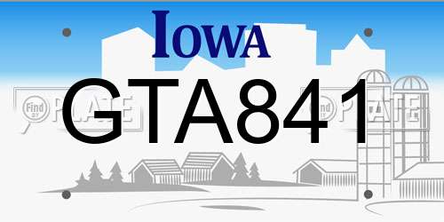 GTA841 Iowa License Plate