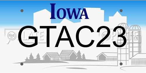 GTAC23 Iowa License Plate