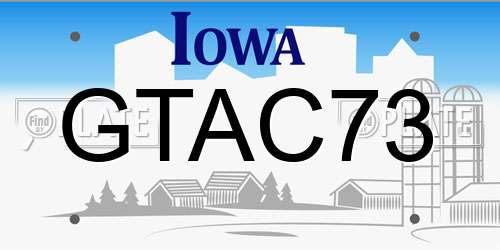 GTAC73 Iowa License Plate