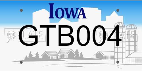 GTB004 Iowa License Plate