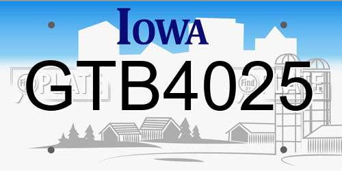 GTB4025 Iowa License Plate