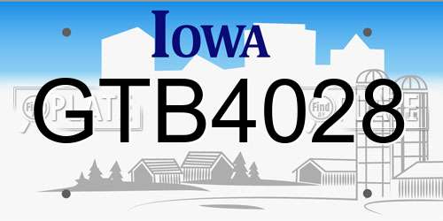 GTB4028 Iowa License Plate
