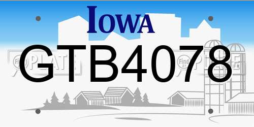 GTB4078 Iowa License Plate