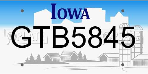 GTB5845 Iowa License Plate