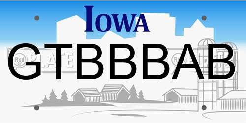 GTBBBAB Iowa License Plate