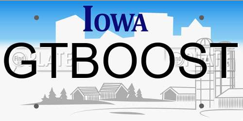 GTBOOST Iowa License Plate
