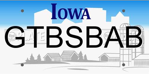 GTBSBAB Iowa License Plate