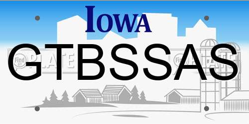 GTBSSAS Iowa License Plate