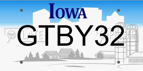 GTBY32 Iowa License Plate