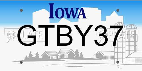 GTBY37 Iowa License Plate
