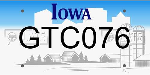 GTC076 Iowa License Plate