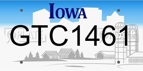 GTC1461 Iowa License Plate