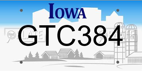 GTC384 Iowa License Plate
