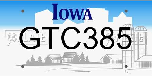 GTC385 Iowa License Plate