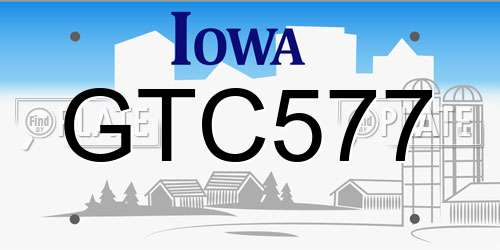 GTC577 Iowa License Plate