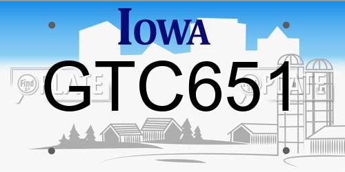 GTC651 Iowa License Plate
