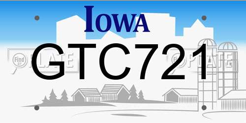 GTC721 Iowa License Plate