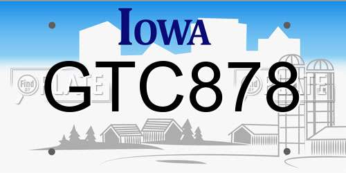 GTC878 Iowa License Plate
