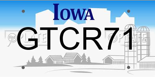 GTCR71 Iowa License Plate