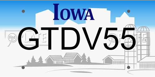 GTDV55 Iowa License Plate
